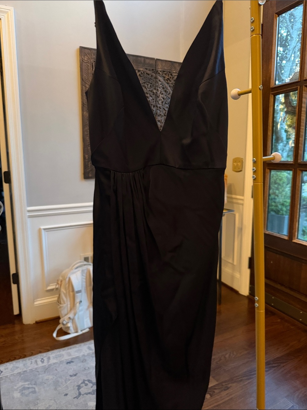 Fleur du Mal Black Backless V-Neck Evening Dress